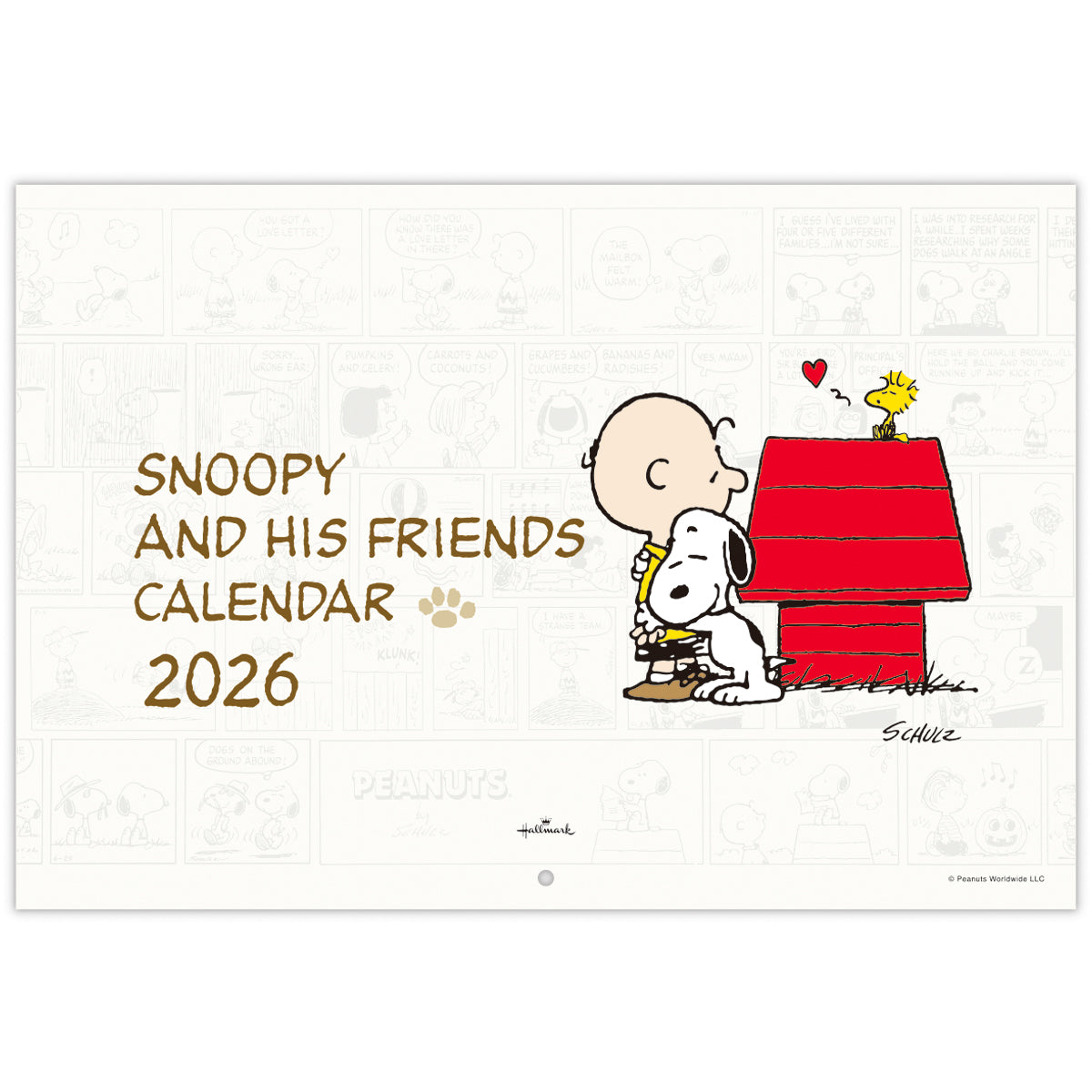 スヌーピー ピーナッツ【壁掛け｜二つ折りカレンダー大 2026】日本