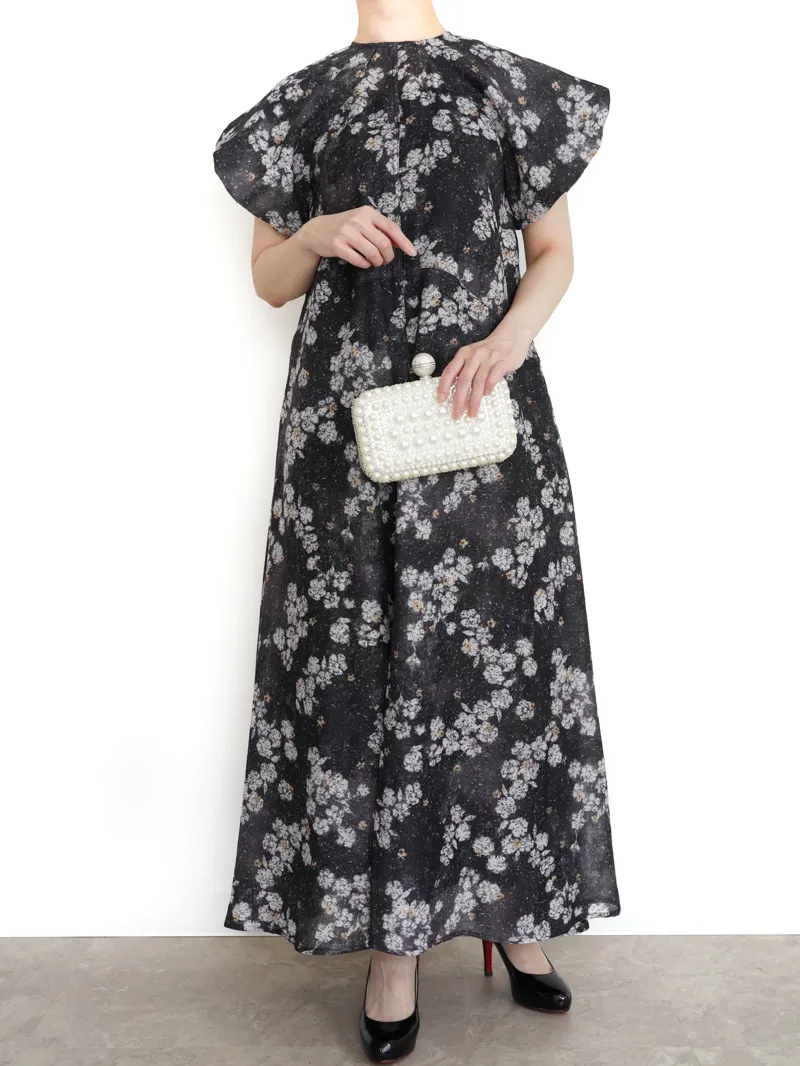 Ameri VINTAGE（アメリ ヴィンテージ）BLUR FLOWER DRESS（ブラック/S