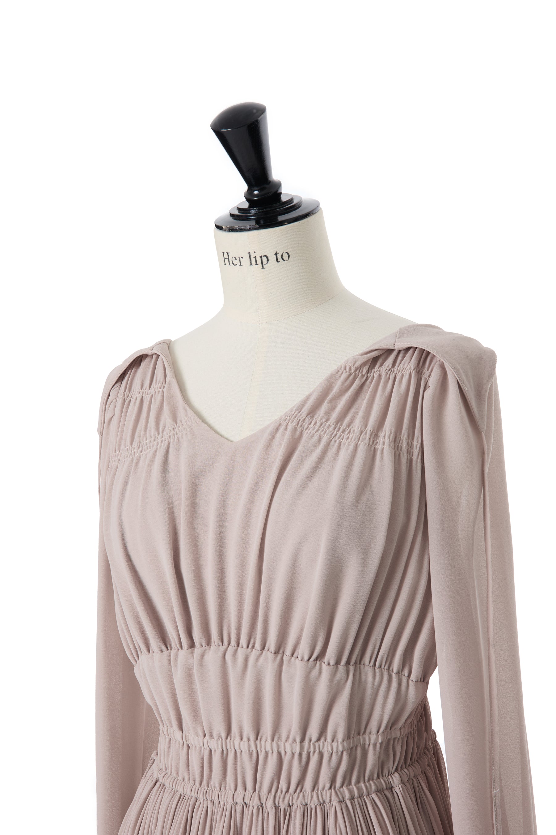 New Color] Majolica Pleated Chiffon Long Dress