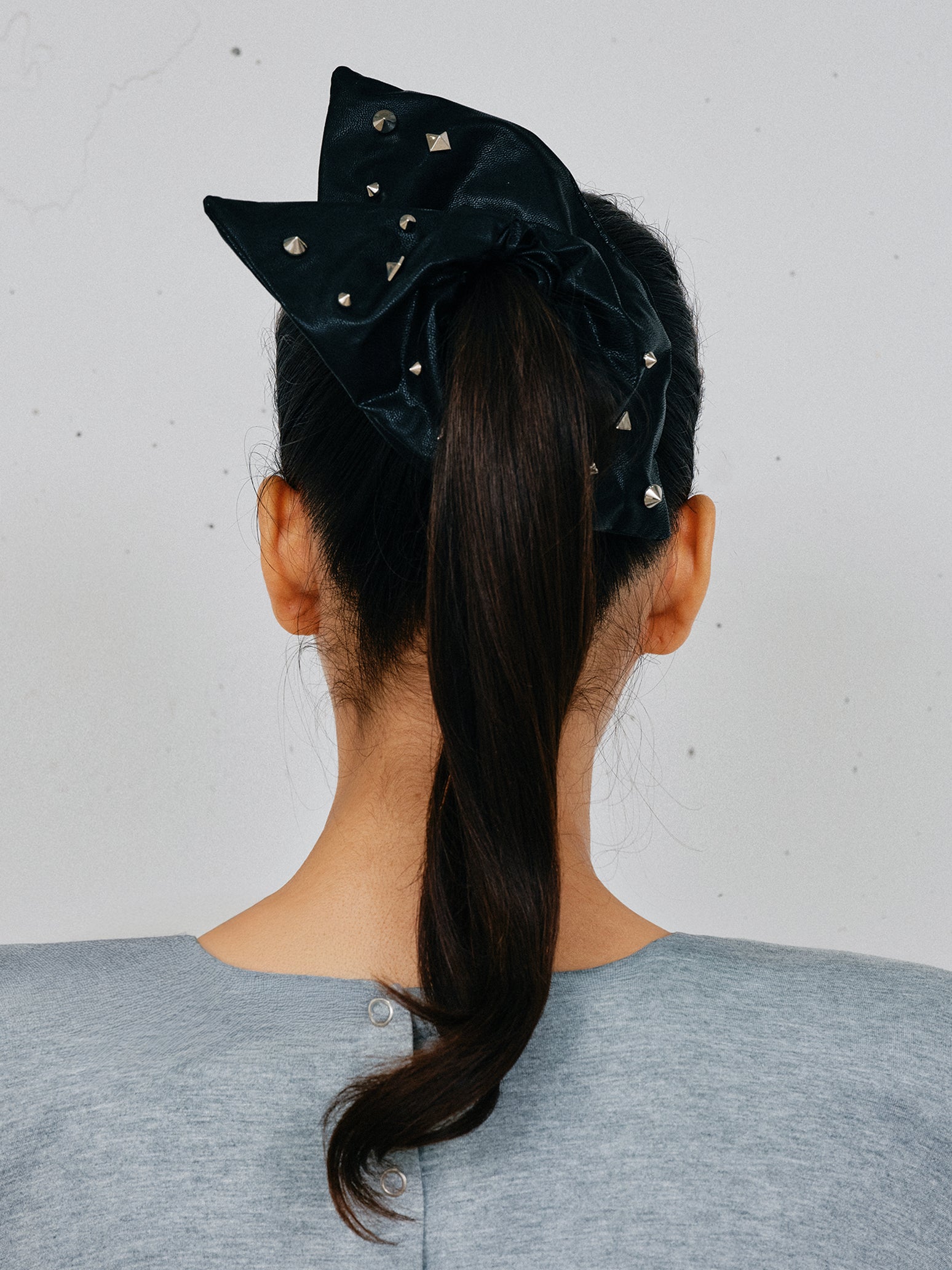 Faux Leather Studded Scrunchie – heyep
