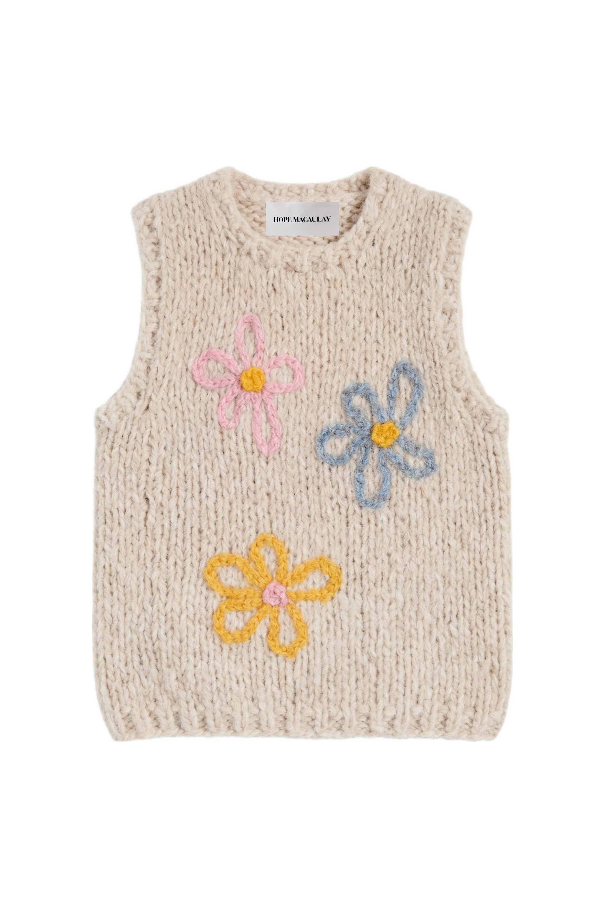刺繍入りデイジーふわふわニットベスト | Hope Macaulay