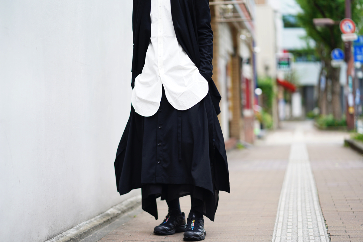 ヨージヤマモト黒パンツ型デザインスカート YOHJI YAMAMOTO BAT Skirt