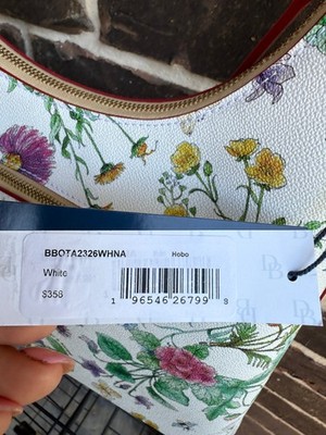 NWT $358 Dooney & Bourke Hobo Shoulder Bag Botanical White floral