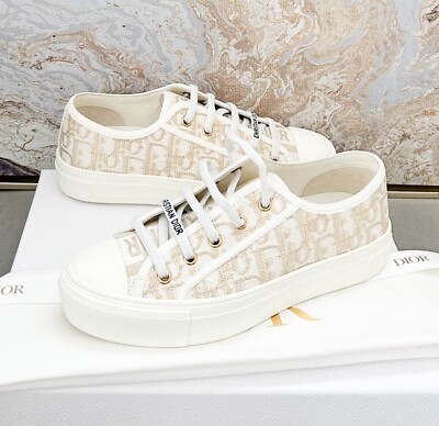 Christian Dior Canvas Gold Oblique Walk'N'Dior Low Top Sneakers | eBay