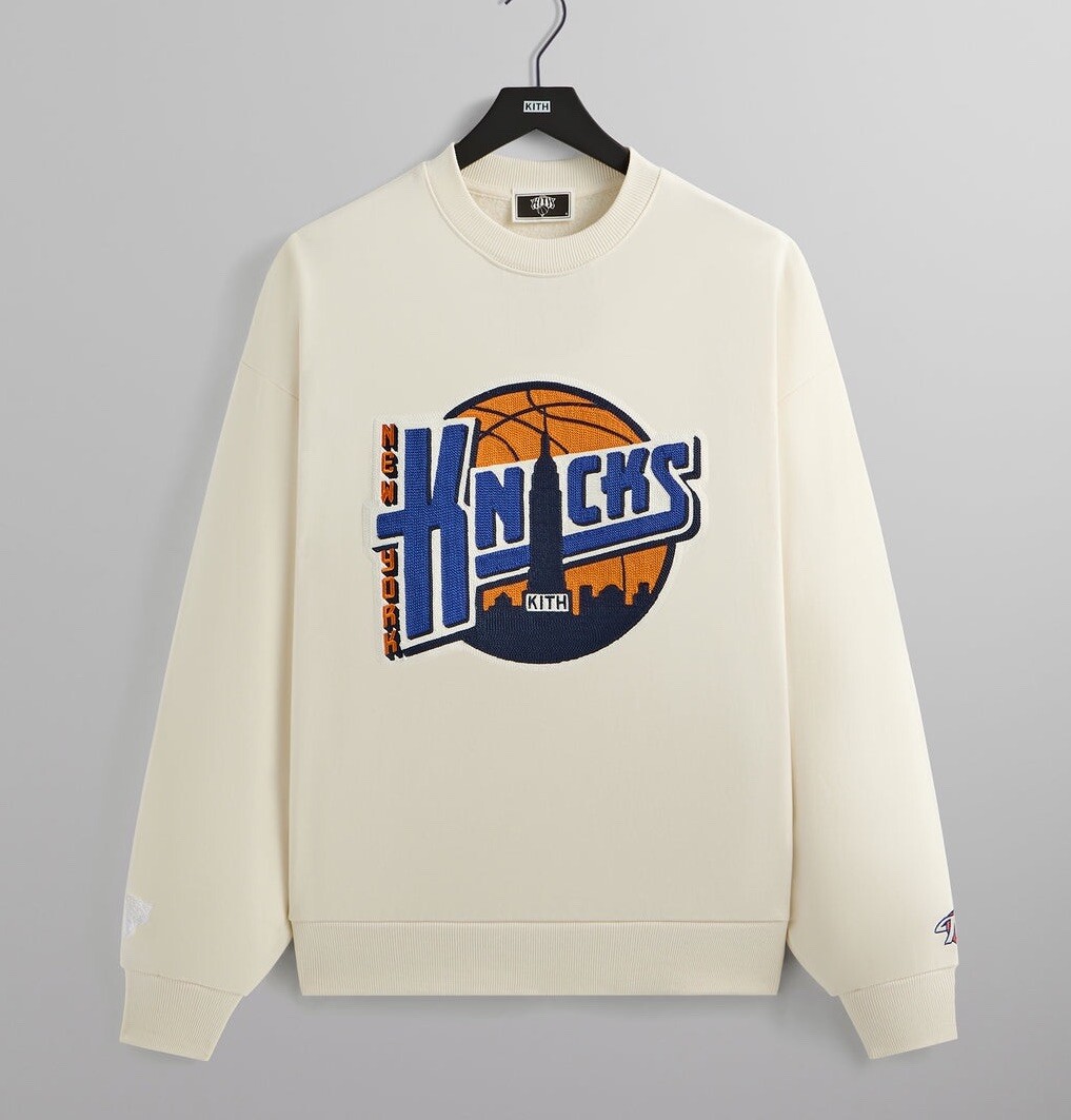 Kith for the New York Knicks City Vintage Nelson Crewneck Cream
