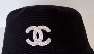24P CHANEL BLACK WHITE CC LOGO BUCKET CLOCHE HAT S SMALL | eBay