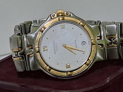 RAYMOND WEIL GENEVE PARSIFAL 9190 QUARTZ 18 SOLID GOLD/STEEL DATE