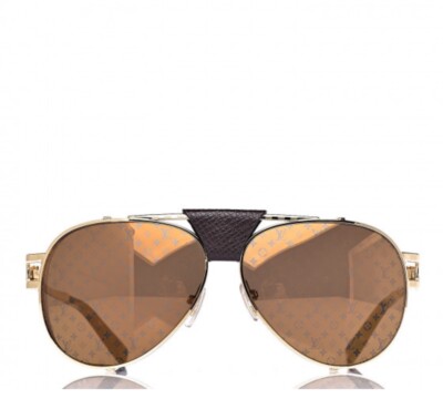 LOUIS VUITTON Z0981W Logo Monogram Lens Leather Gold Rare ! | eBay