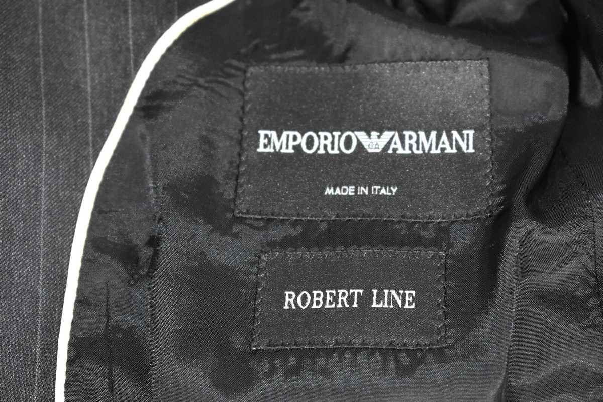Perfect Emporio Armani *Robert Line* Charcoal Grey Pinstripe Suit