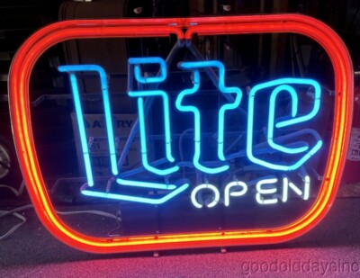 1980's Miller Lite Open Neon Beer Sign Bar Light | eBay