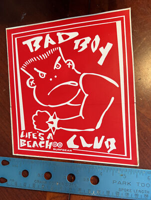 Life's A Beach Bad Boy Club 80's Vintage Surfing STICKER - RED | eBay