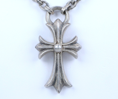 Chrome Hearts 925 Sterling Silver Cross Pendant 26'' Paper Chain