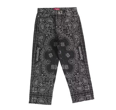 👖 Supreme Bandana Jacquard Baggy Jean - Black - Size 32 - BRAND