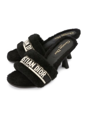 NIB Dior DWAY Logo Heel Pump Fur Shearling J'adior Miss Chez Moi