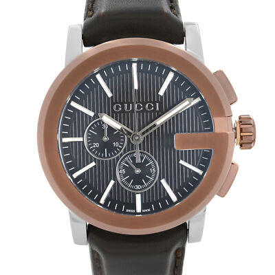 Gucci G-Chrono XL Steel Chronograph Black Dial Quartz Mens Watch