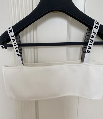 Iconic Authentic Christian Dior J'Adior Logo White Bralette Crop