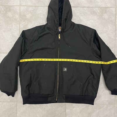 CARHARTT EXTREMES HOODED JACKET 'J133 BLK' QUILTED LINED SIZE MENS