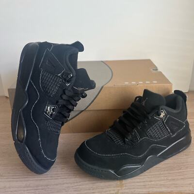 Nike Air Jordan 4 Retro 'Black Cat' Kids Sneakers BQ7669-010- SZ 3