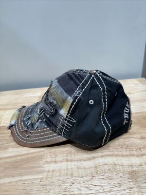 Rare Vintage TRUE RELIGION Distressed Y2K Plaid Buddha Baseball