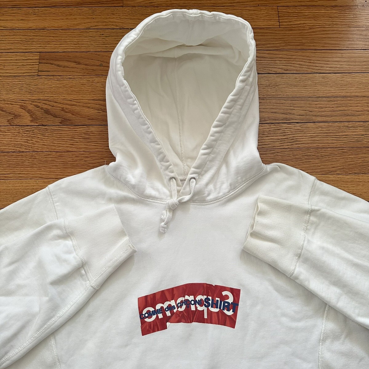 Supreme Comme des Garçons Shirt Box Logo Hoodie White SS17 Size XL