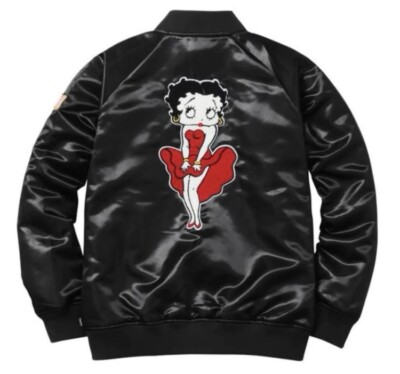 SUPREME BETTY BOOP SATIN CLUB JACKET BLACK SS16 XL BNWT | eBay