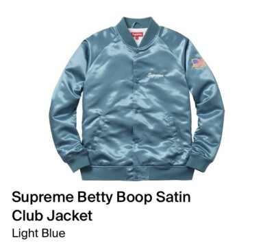 SUPREME BETTY BOOP SATIN CLUB JACKET LIGHT BLUE SS16 XL BNWT | eBay