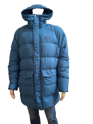 Patagonia Men Silent 700 Down Winter Parka Wavy Blue YKK Zip L