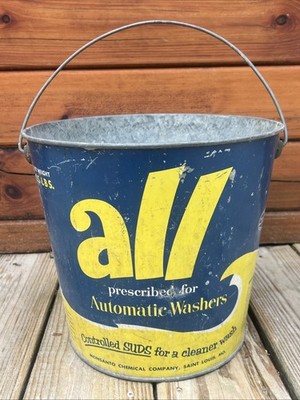 Vintage 25 lbs. ALL Soap Detergent Galvanized Metal Pail Bucket