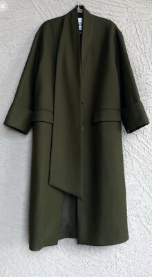 ZARA Manteco Scarf Coat Size XS/S M/L Wool Blend Dark Khaki NEW