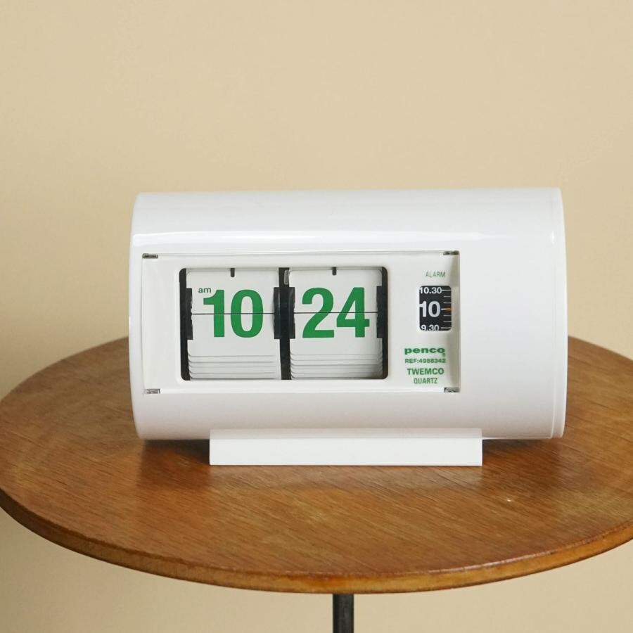 TWEMCO PENCO desk Flip clock AP-28 JF064 White W Analog Nostalgic