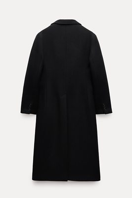 Zara ZW Collection Manteco Wool Blend Fitted Coat Black Size XS S