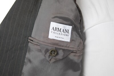 ARMANI COLLEZIONI Gray Pinstripe Suit Wool 3 Button Regular Fit 36