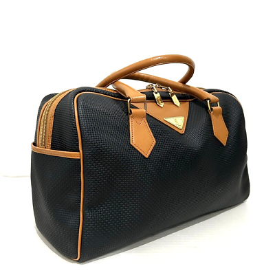 Vintage YVES SAINT LAURENT YSL Boston Bag Travel PVC Leather Black