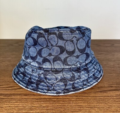 Coach Signature Foldable Bucket Denim Hat in Blue | eBay