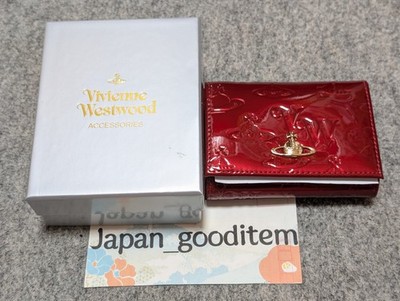 Vivienne Westwood Gamaguchi Trifold Wallet Red Orb Enamel Leather