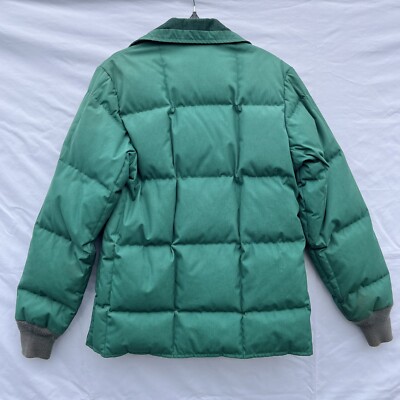 Vintage Eddie Bauer Goose Down Green Snap Button Puffer Coat