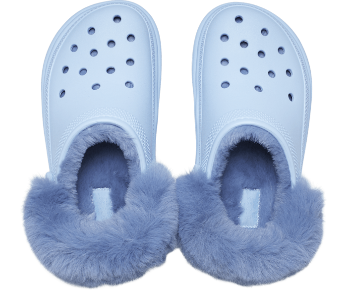 NEW! CROCS STOMP LINED CLOGS Calcite Blue Fuzzy Slip-On Chunky