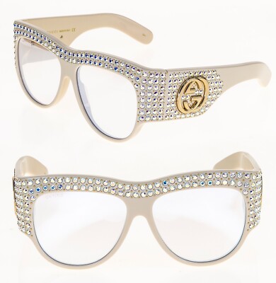GUCCI AUTHENTIC HOLLYWOOD FOREVER 0144 Ivory Silver Crystal