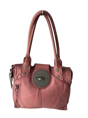 DIESEL Vintage Pink Leather Shoulder Bag Turn Lock Y2K 00s Elegant