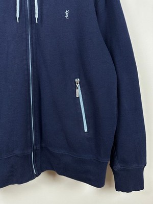 Men's Vintage Yves Saint Laurent YSL Navy Blue Zip Up Hoodie Size