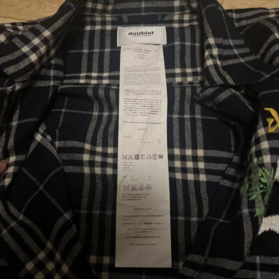 doublet PUPPET ANIMAL EMBROIDERY Long Sleeve Check Shirt size M