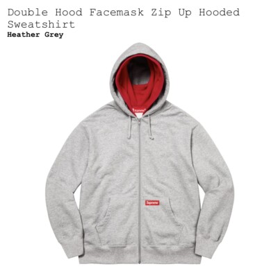 Brand New Supreme Double Hood Facemask Zip Up Hooded Sweatshirt