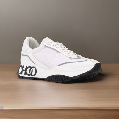 Jimmy Choo Raine Logo Sneakers White Neoprene Calf Rubberized