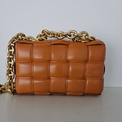 Bottega Veneta Orange Intrecciato Leather Cassette Padded Chain