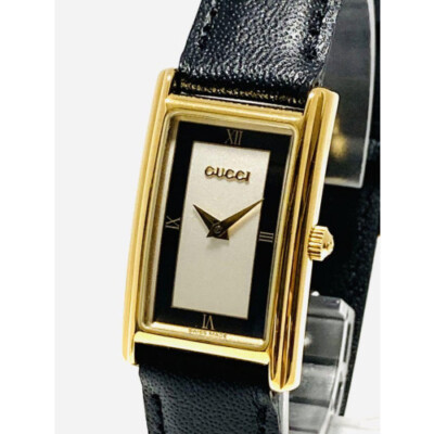 GUCCI 2600l ladies watch rectangular quartz black green dial | eBay
