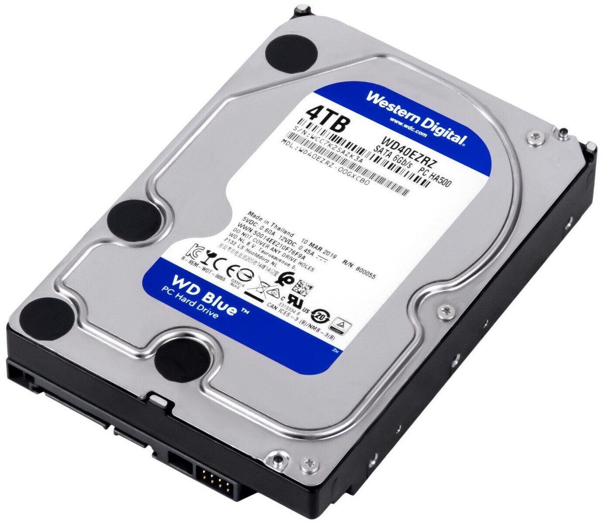 WD 3.5インチ HDD 4TB WD40EZRZ 2499h 電源204回 Western Digital Blue