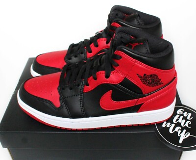 Nike Air Jordan 1 Retro Mid Banned Red Black White UK 3 4 5 6 7 8