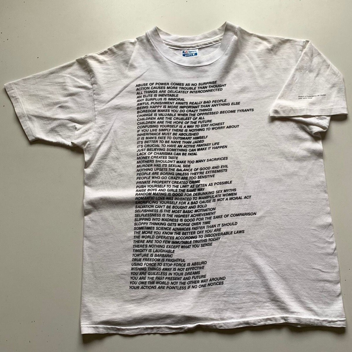 Vintage 90s Jenny Holzer Truisms Museum Of Contemporary Art Shirt