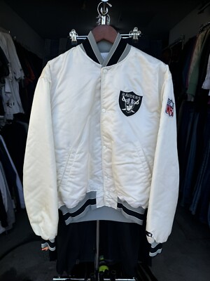 Vintage Raiders Jacket Satin White Bomber Starter Hip Hop 90s LA