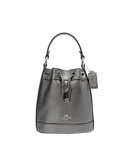 NWT Coach Dempsey Drawstring Bucket Bag 15 Silver/Metallic